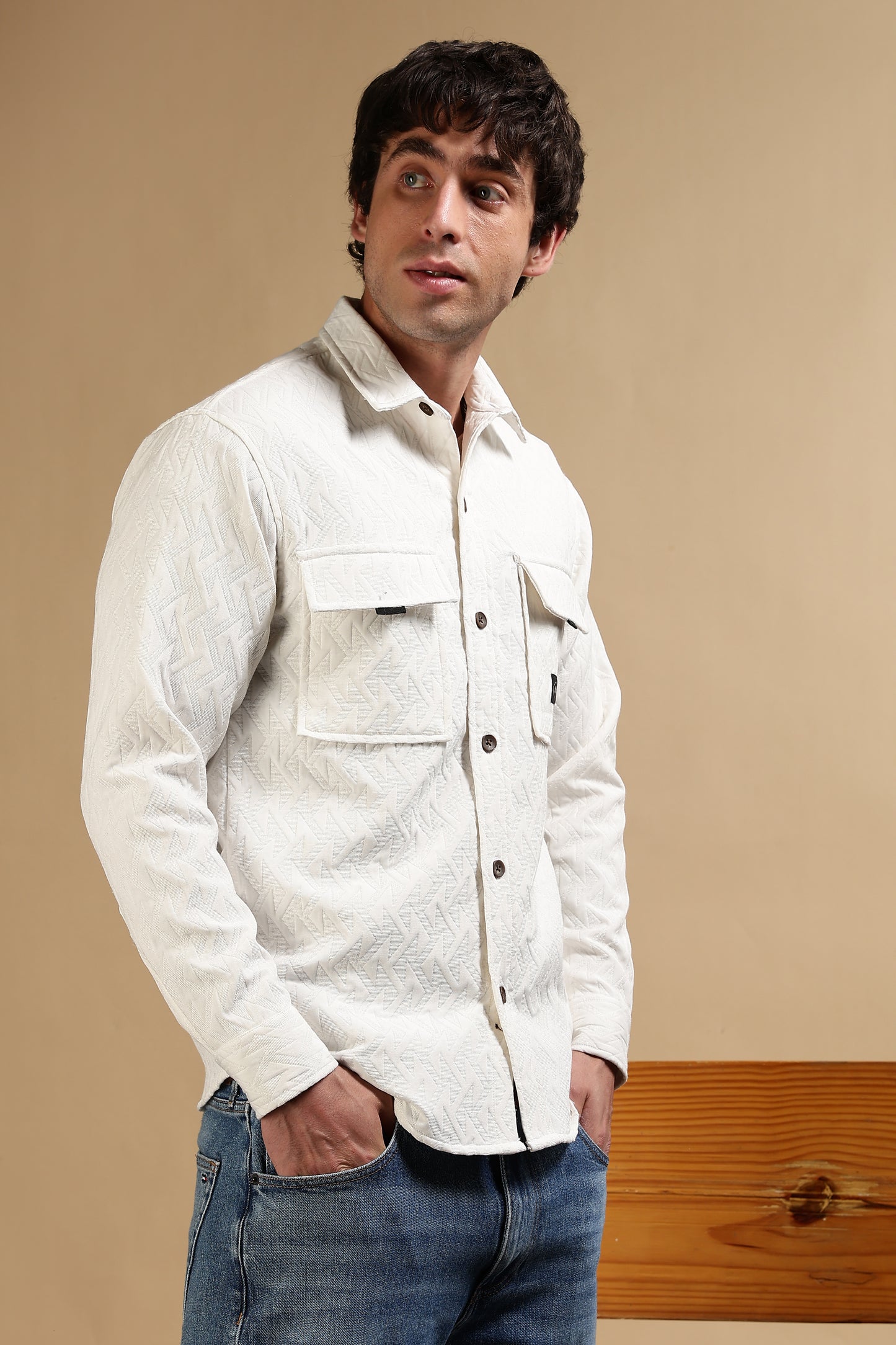Poly Cotton Over sized Shacket Shirt White
