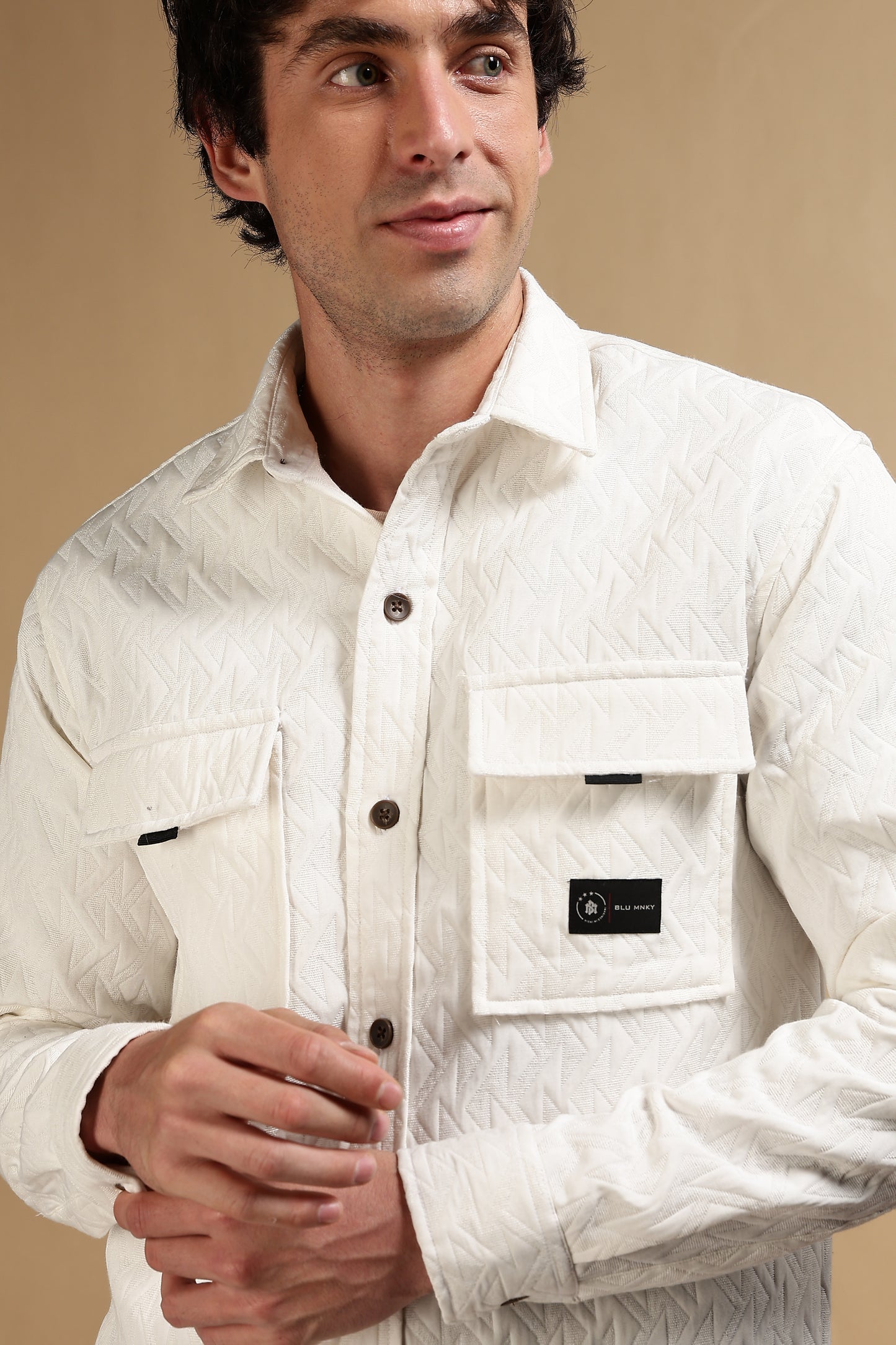 Poly Cotton Over sized Shacket Shirt White