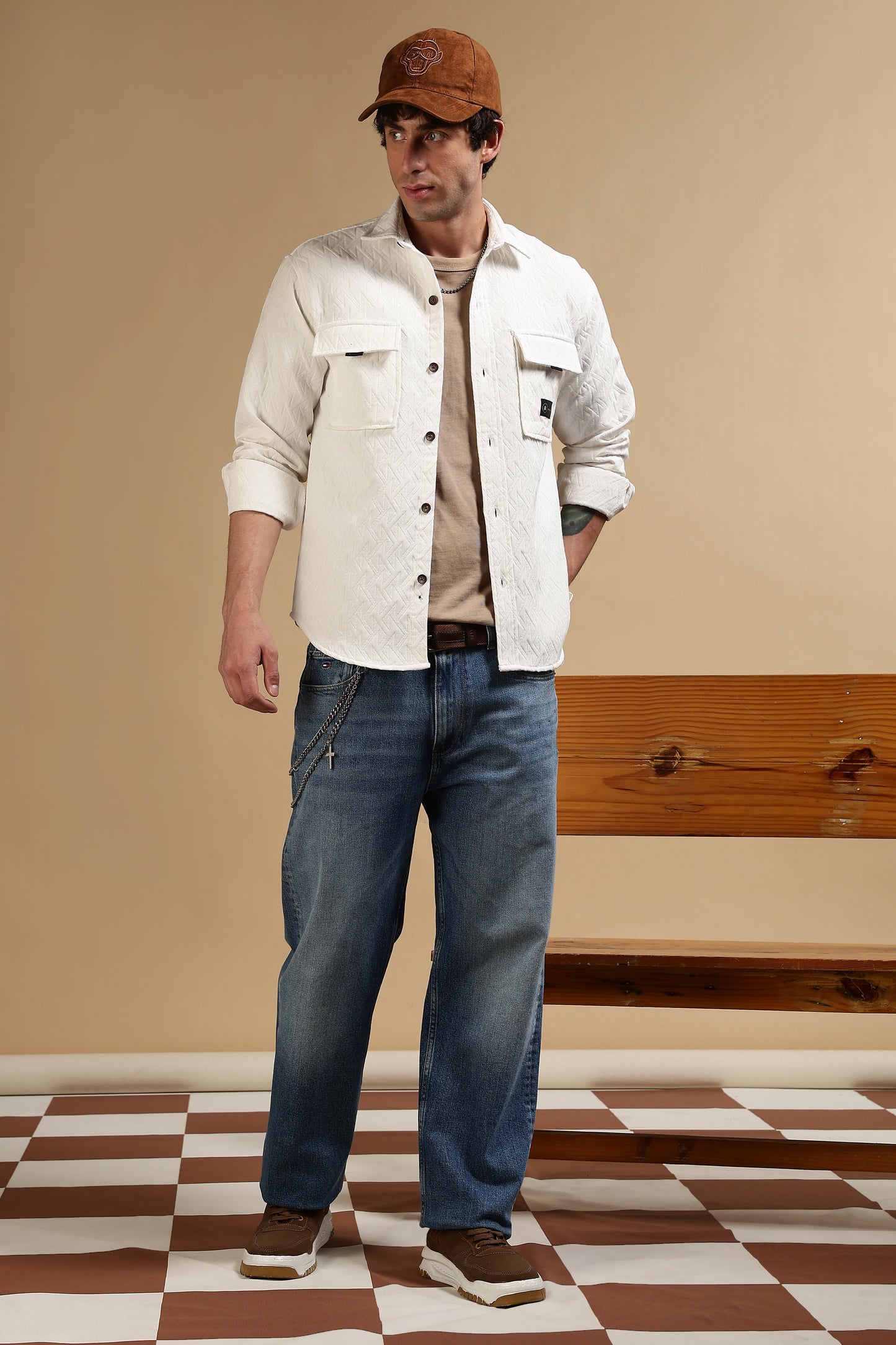 Poly Cotton Over sized Shacket Shirt White