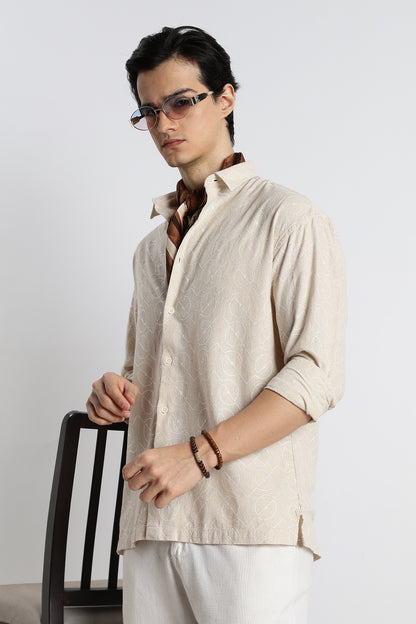 Natural Embroidered Shirt Cream
