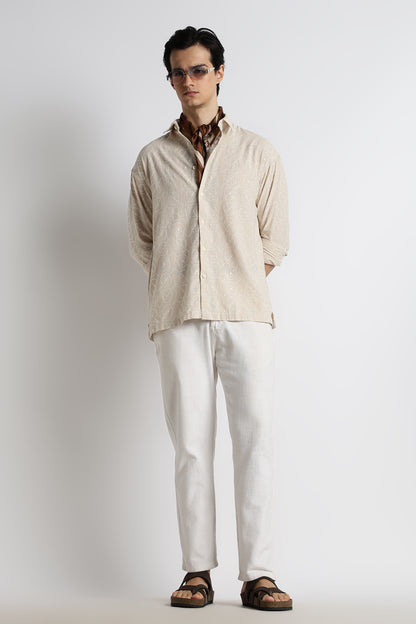 Natural Embroidered Shirt Cream