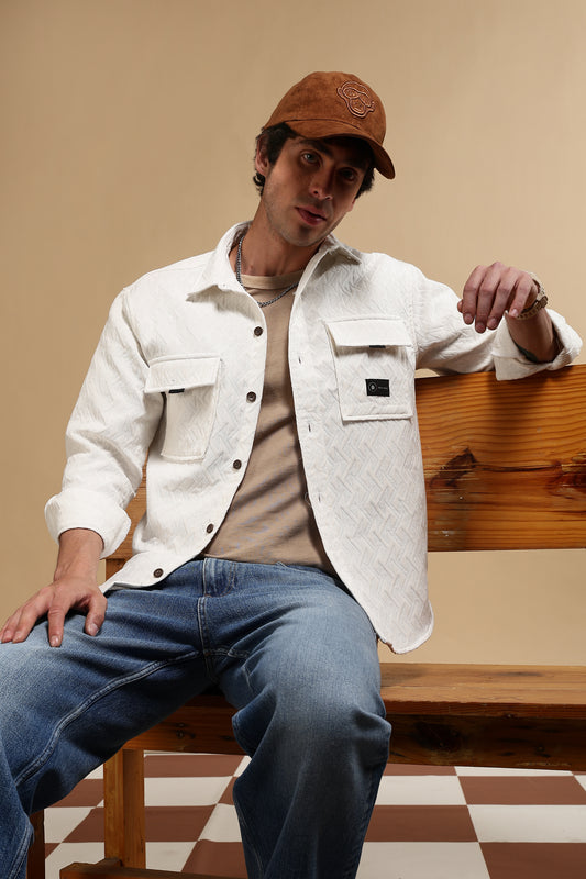 Poly Cotton Over sized Shacket Shirt White
