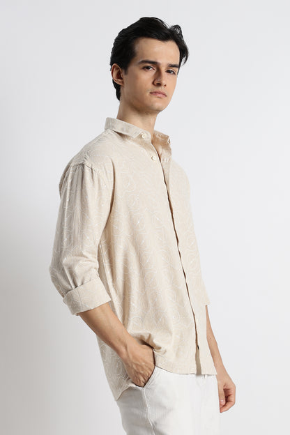 Natural Embroidered Shirt Cream