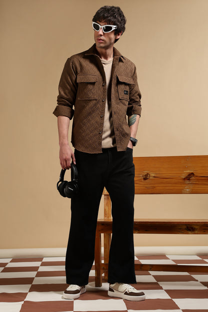 Over sized Shacket Shirt Brown