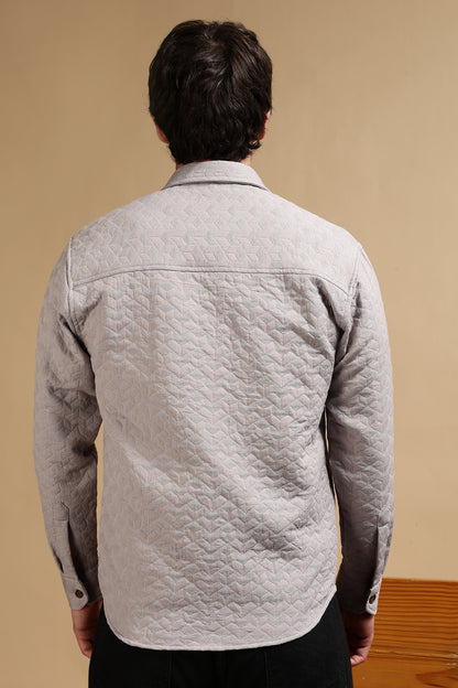 Oversized  Casual Shacket Shirt Grey