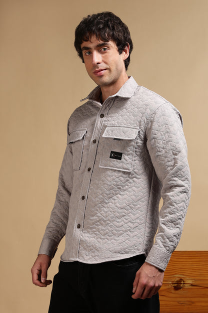 Oversized  Casual Shacket Shirt Grey