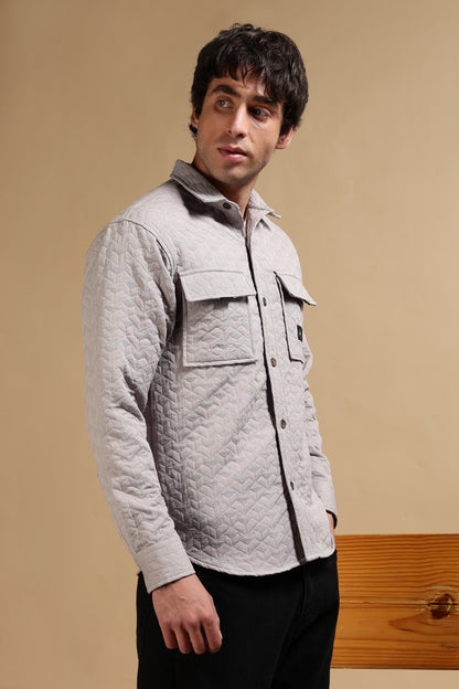 Oversized  Casual Shacket Shirt Grey