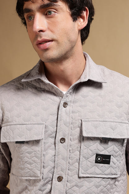 Oversized  Casual Shacket Shirt Grey