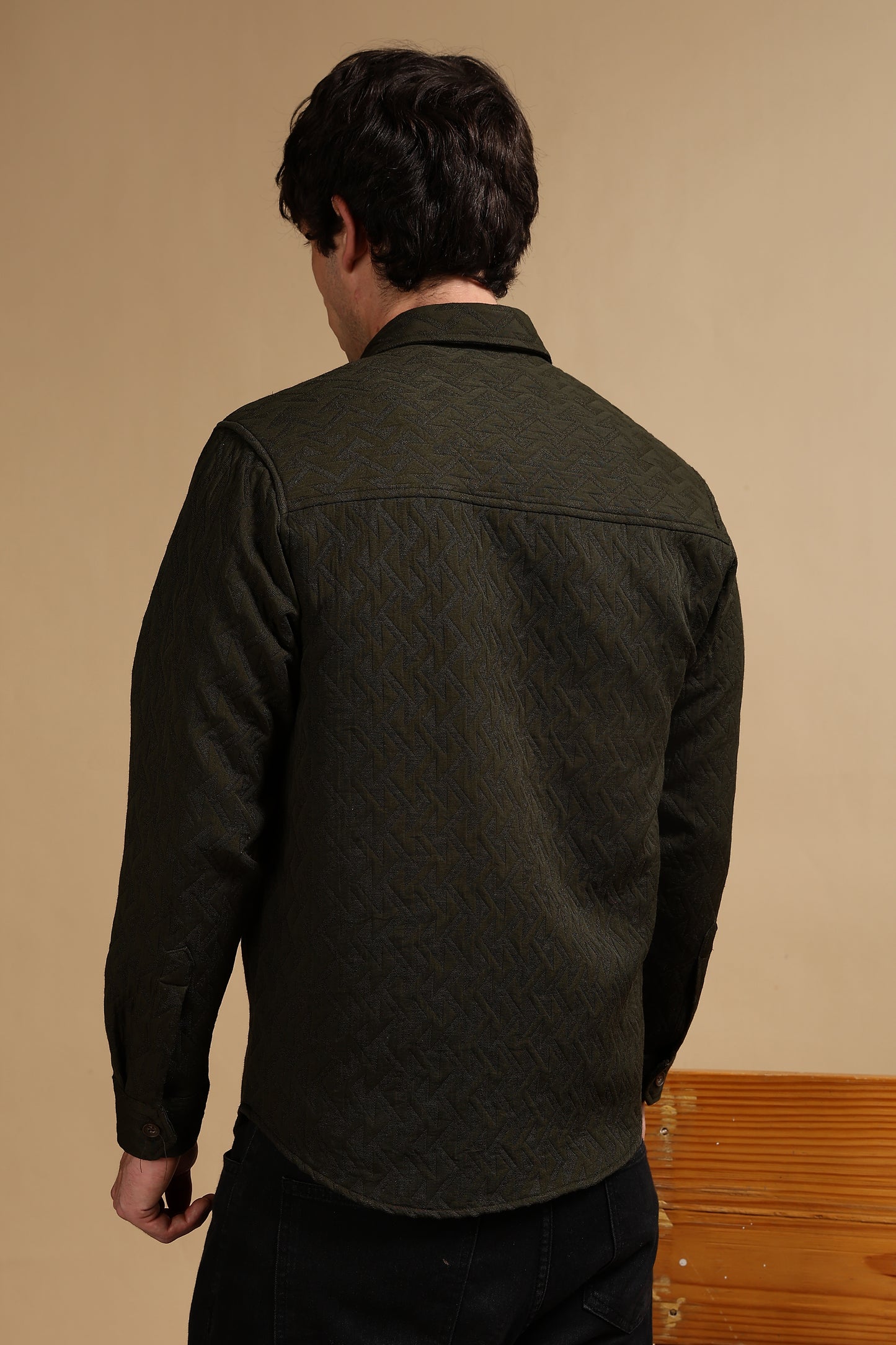 Poly Cotton Over sized Shacket Shirt Olive
