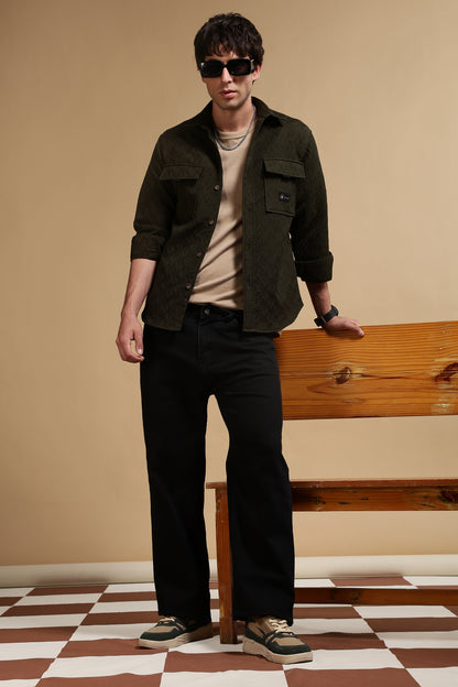 Over sized Shacket Shirt Olive