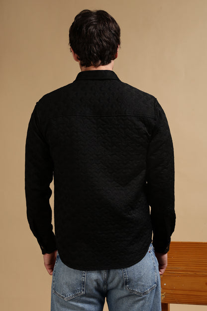 Oversized  Casual Shacket Shirt Black