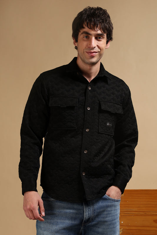 Oversized  Casual Shacket Shirt Black