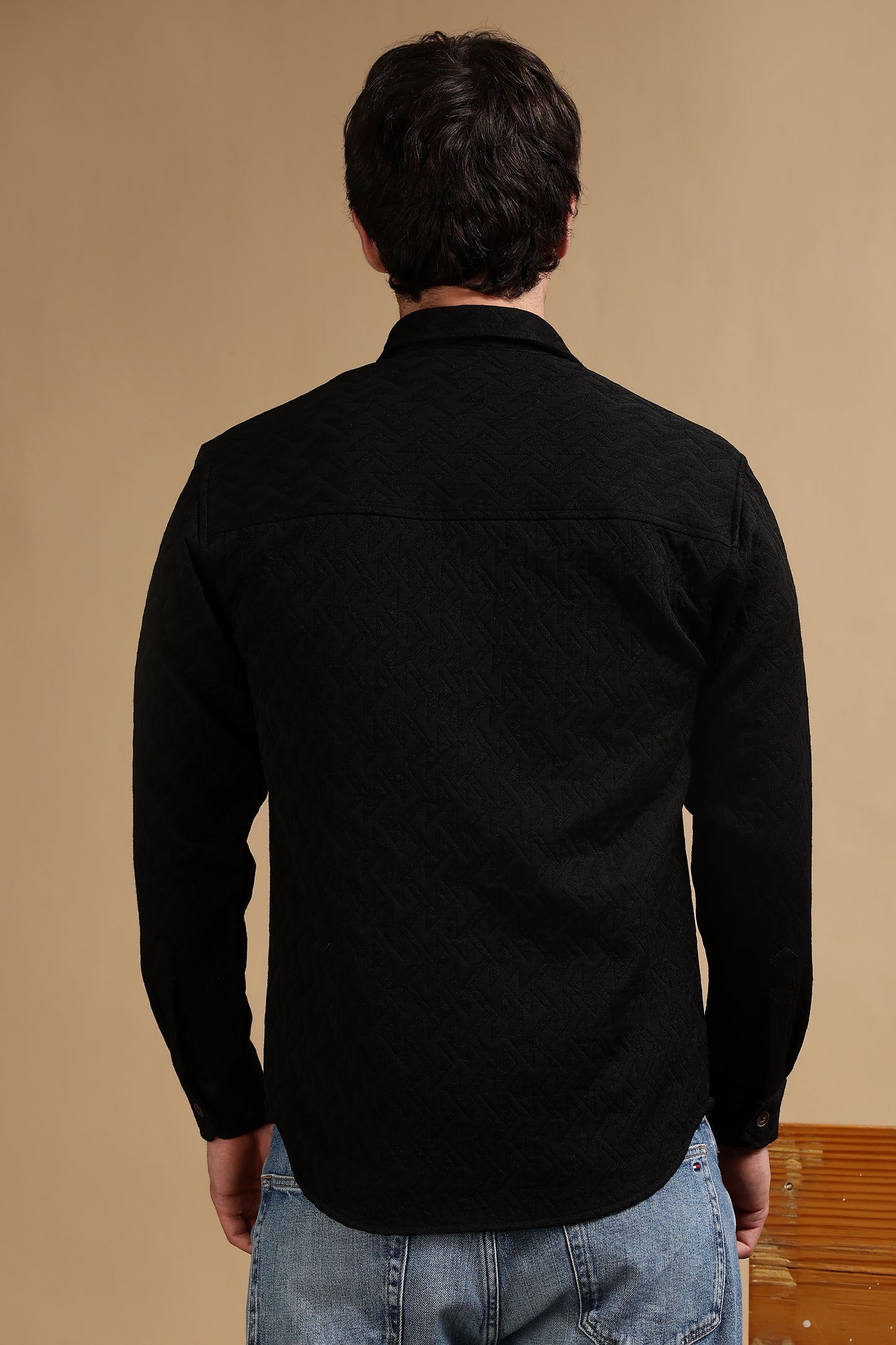 Poly Cotton Over sized Shacket Shirt Black