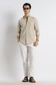 Embroidered Cotton-Linen Shirt Beige