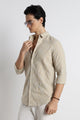 Embroidered Linen Shirt Beige
