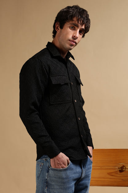 Over sized Shacket Shirt Black
