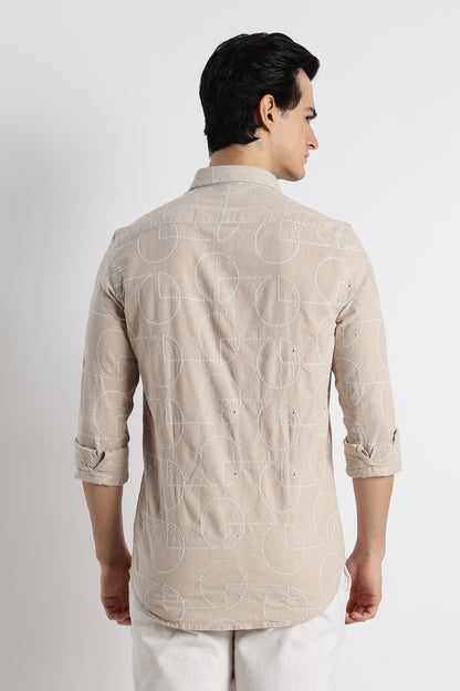 Abstract Geometry Shirt Cream