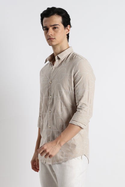 Abstract Geometry Shirt Cream