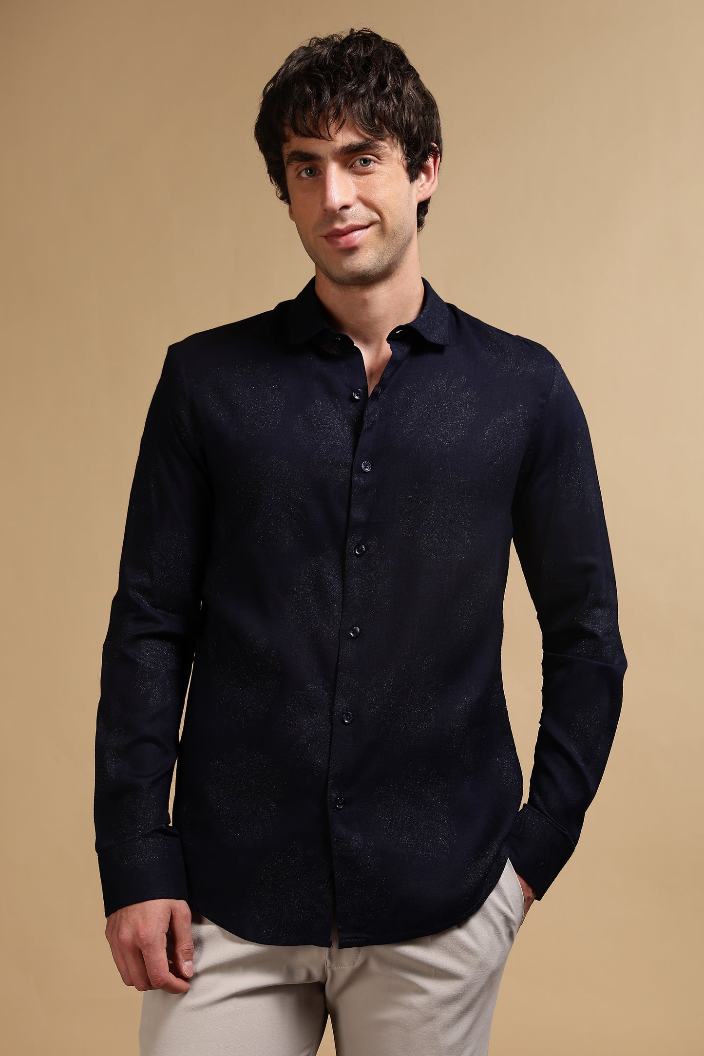 Glitter Print Shirt Navy 3