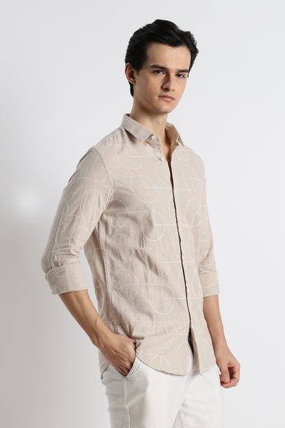 Abstract Geometry Shirt Cream