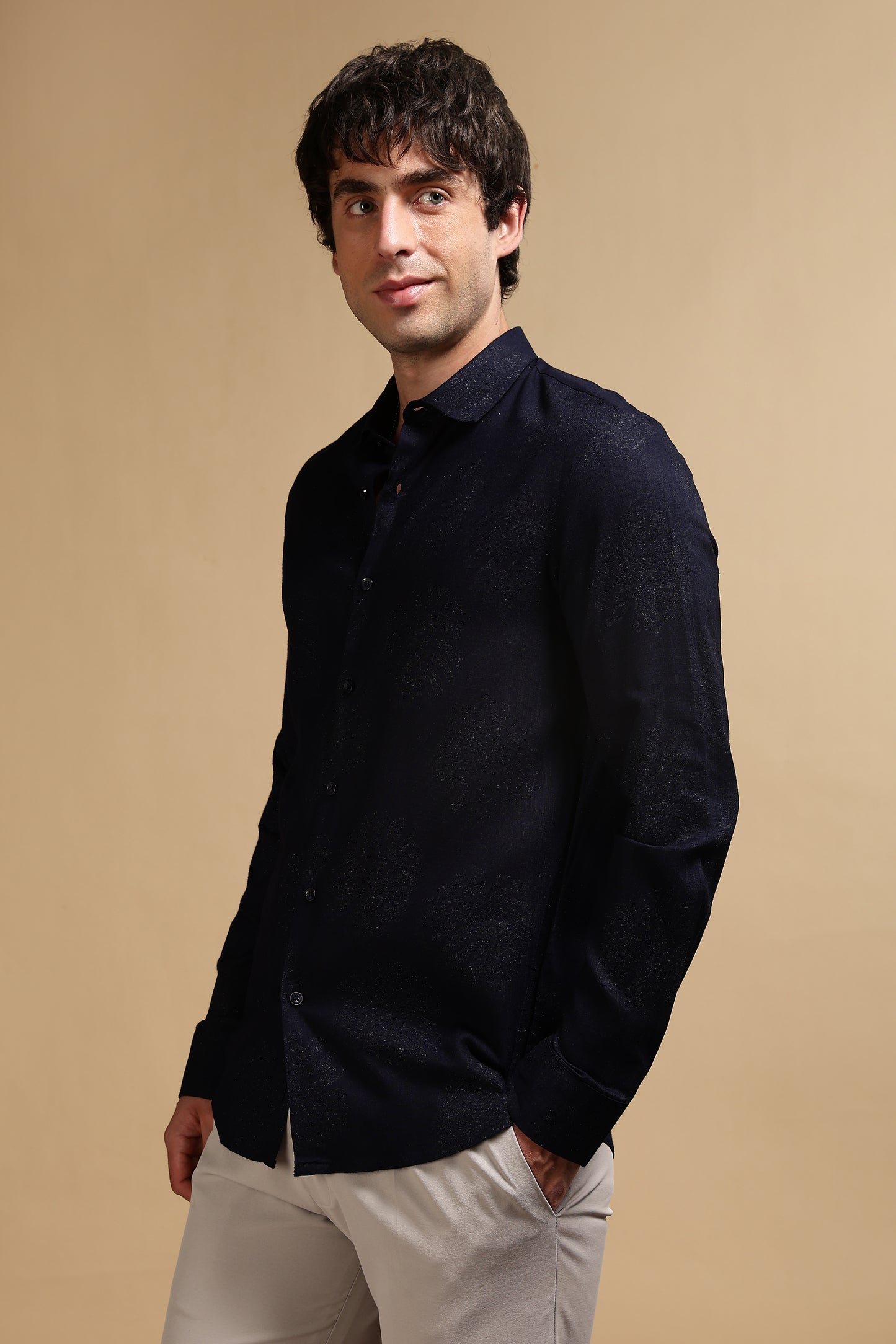 Glitter Print Shirt Navy 3