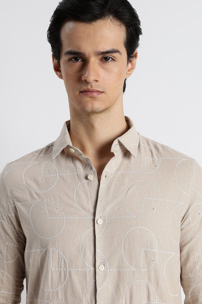 Abstract Geometry Shirt Cream