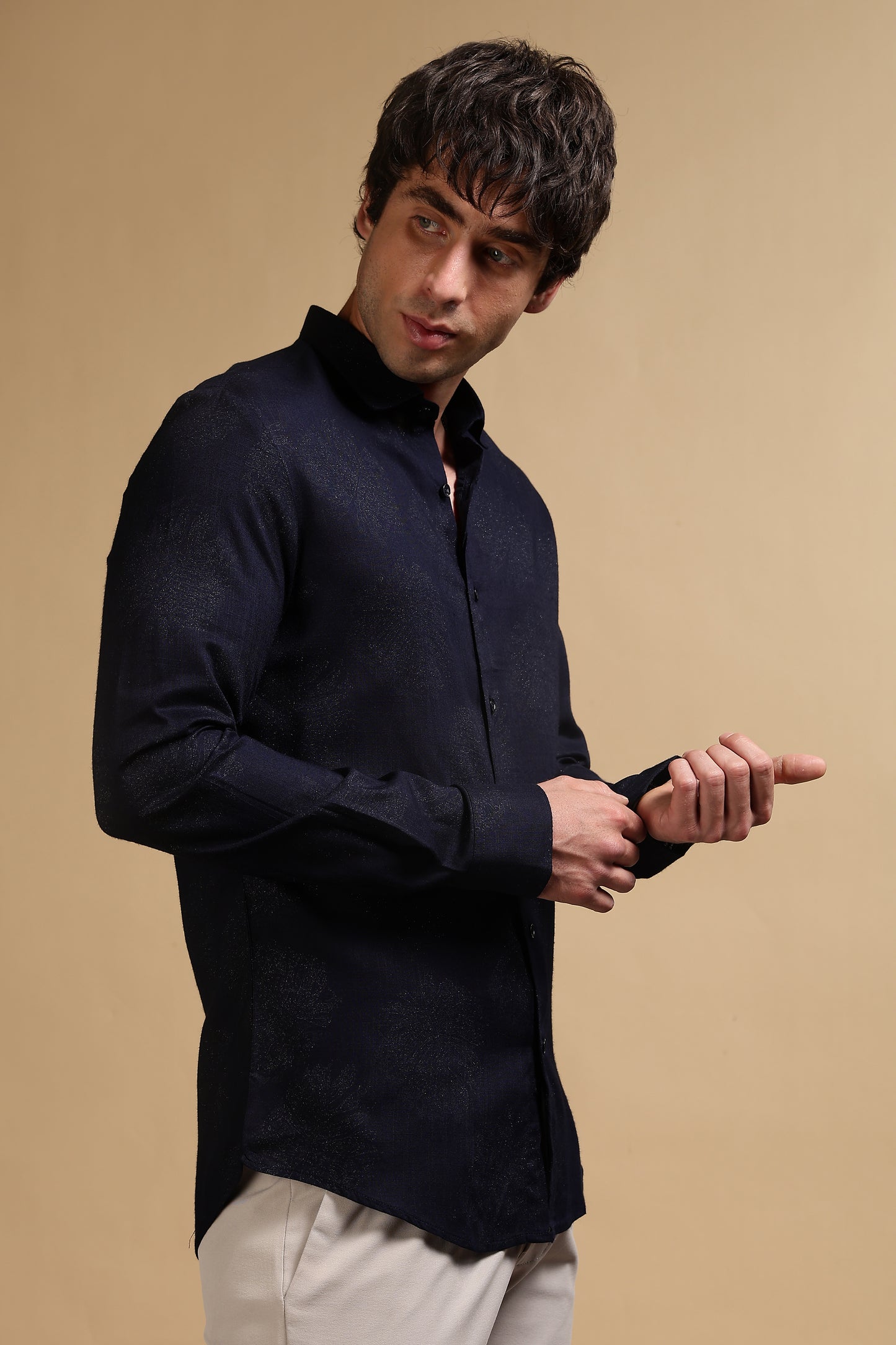 Glitter Print Shirt Navy 3