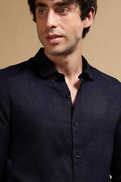 Glitter Print Shirt Navy