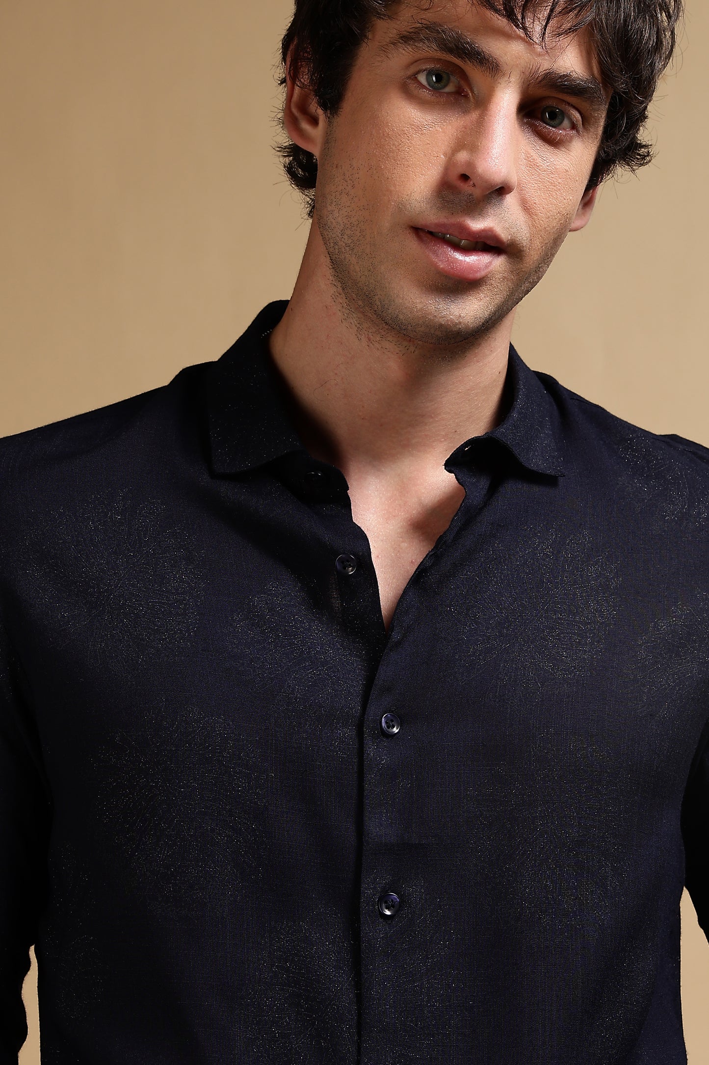 Glitter Print Shirt Navy 3