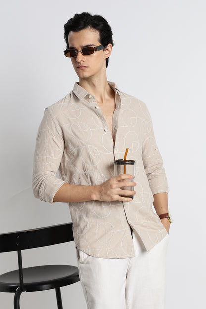 Abstract Geometry Shirt Cream