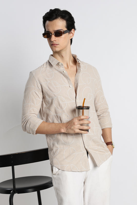 Abstract Geometry Shirt Cream