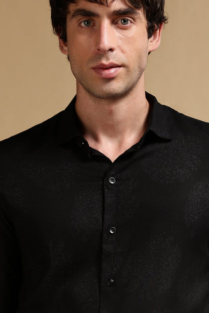 Glitter Print Shirt Black