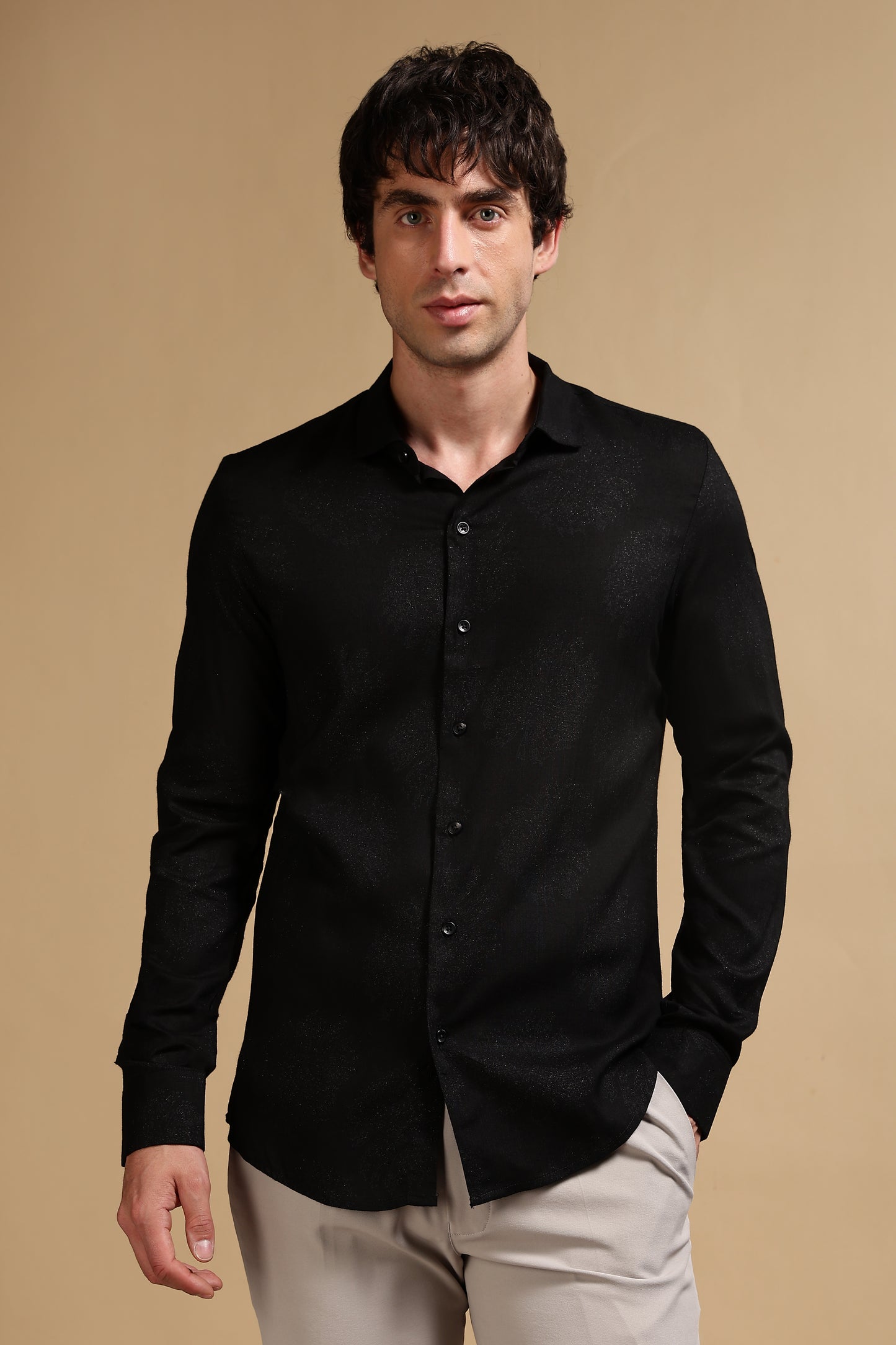 Glitter Print Shirt Black 3