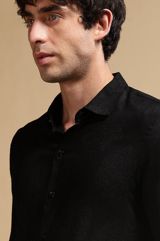 Glitter Print Shirt Black