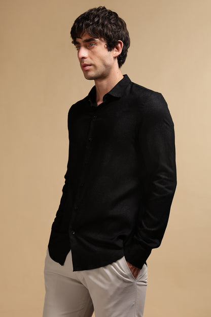 Glitter Print Shirt Black