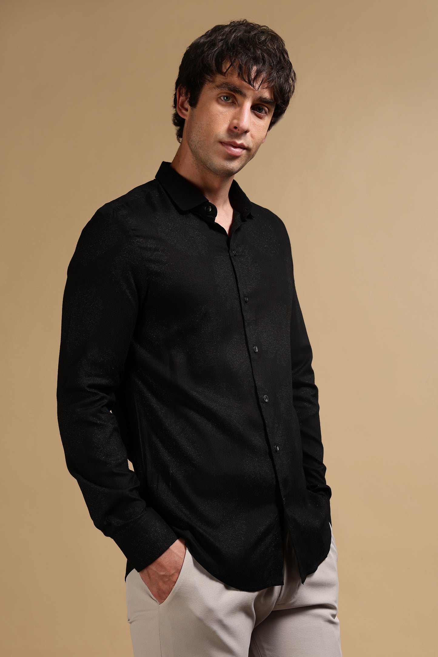 Glitter Print Shirt Black 3