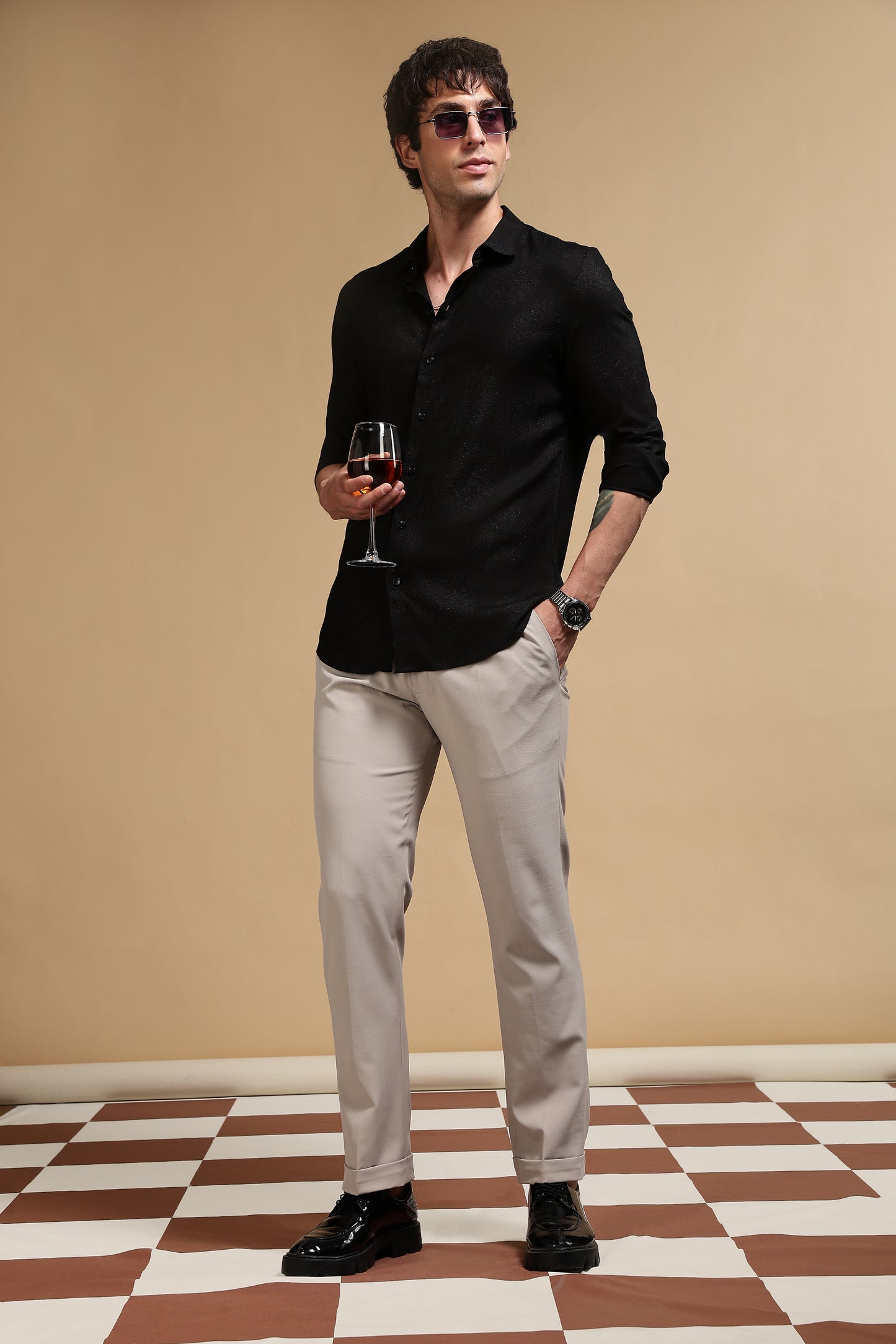 Glitter Print Shirt Black 3