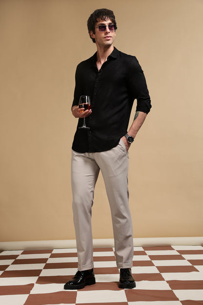Glitter Print Shirt Black