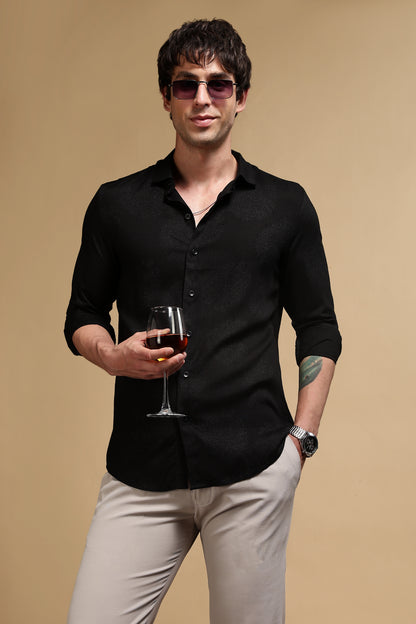 Glitter Print Shirt Black