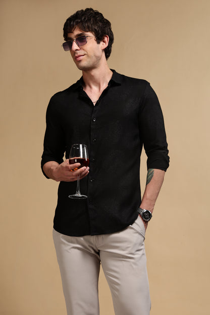 Glitter Print Shirt Black