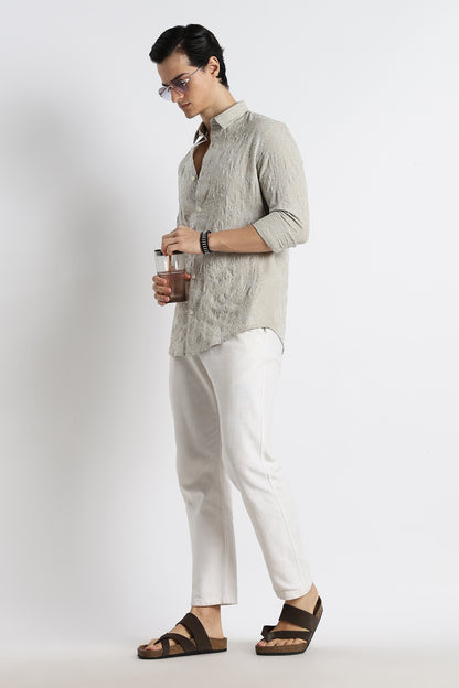 Artisanal Embroidered Shirt Lt Green