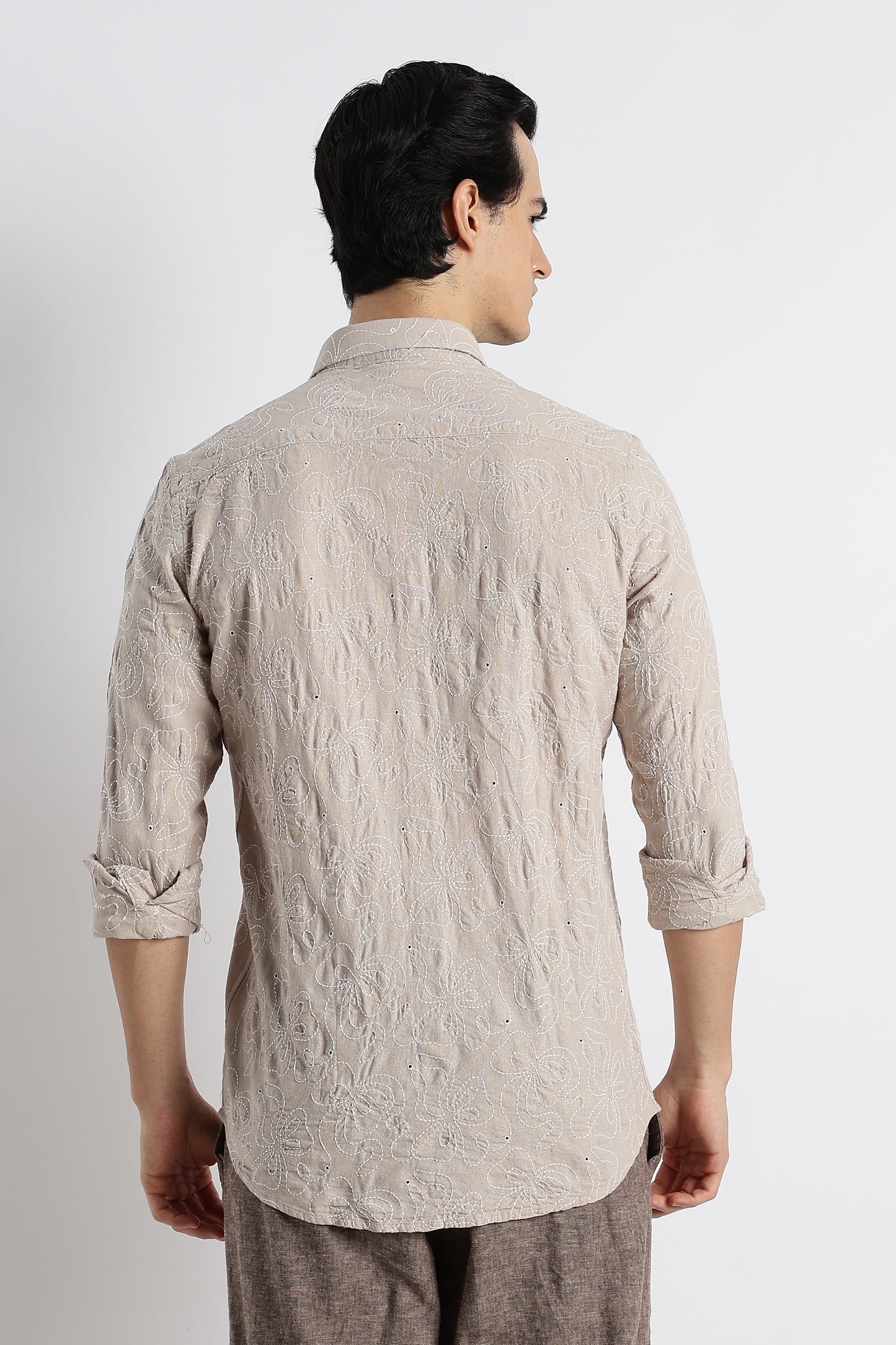 Artisanal Embroidered Shirt Cream