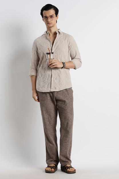 Artisanal Embroidered Shirt Cream