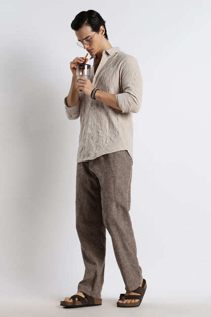 Artisanal Embroidered Shirt Cream