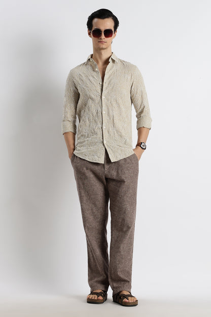 Artisanal Embroidered Shirt Beige