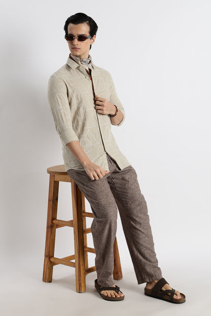 Abstract Geometry Shirt Beige