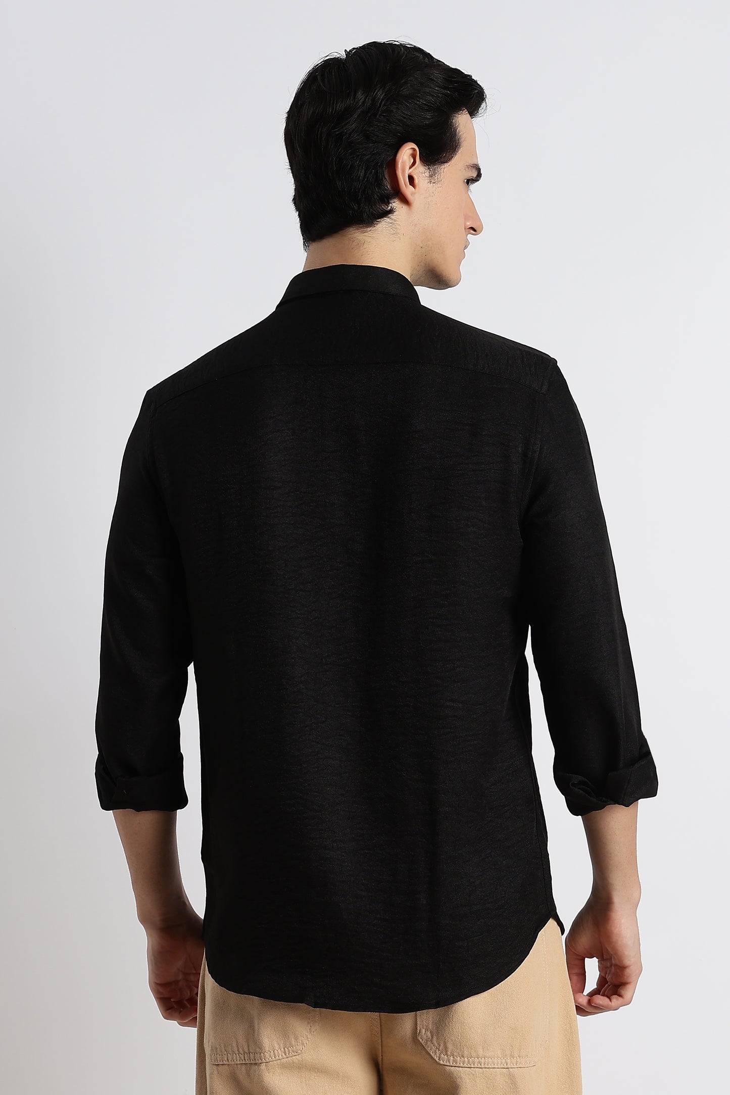 The Minimalist Linen-Blend Shirt Black