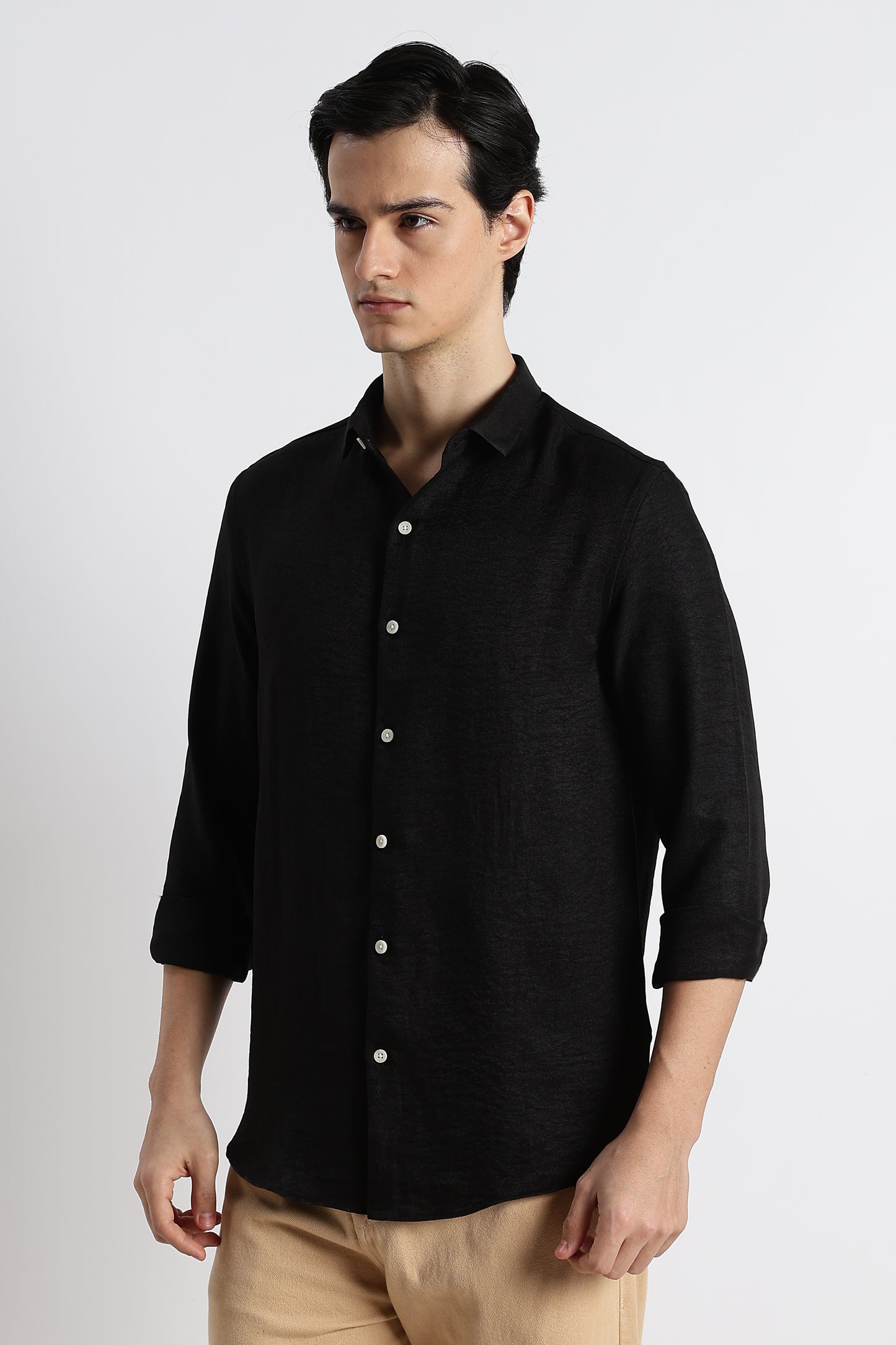 The Minimalist Linen-Blend Shirt Black