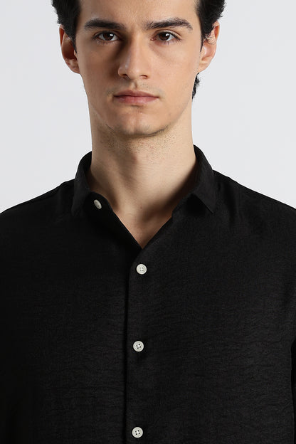 The Minimalist Linen Look Shirt Black
