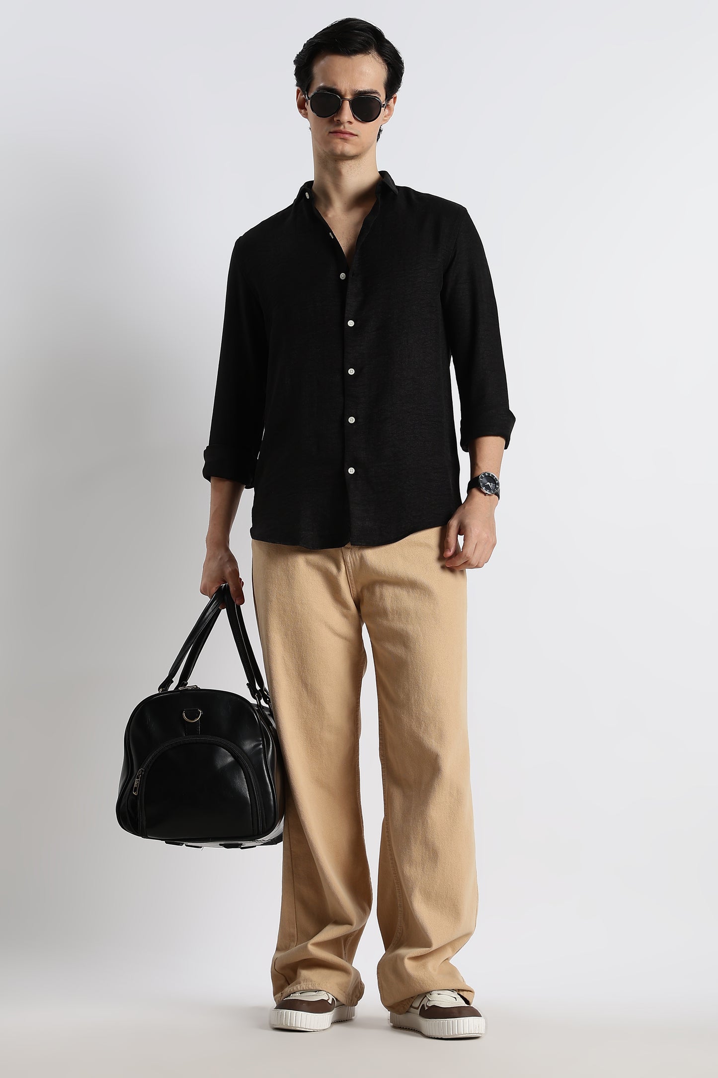 The Minimalist Linen-Blend Shirt Black